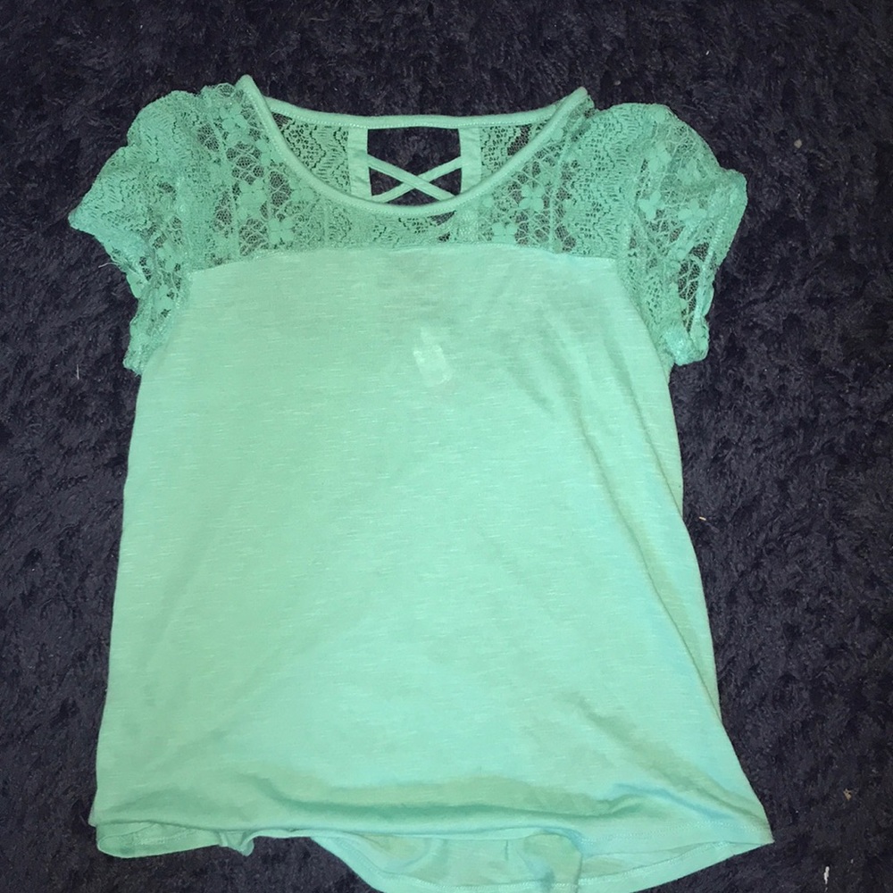 Blue Green Lace Tee
